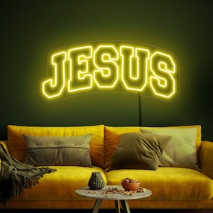 Znak neonowy Jezus, Znak świetlny Jezus, Chrześcijański znak neonowy, Jezus Chrystus, Dekoracja znaku religijnego, Prezent dla Jezusa, Dekoracja ścienna z Jezusem, Dekoracja chrześcijańska
