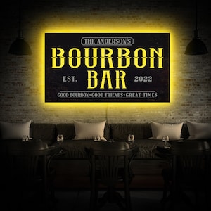 Bourbon bar neon sign, Custom bar sign, Bourbon light sign, Personalized bar sign, Bourbon gift, Whiskey decor, Home bar decor,Bourbon decor