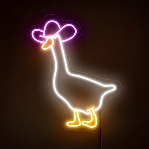 Goose neon sign, Cowboy goose sign, Funny neon sign, Cowboy neon sign decor, Animal neon sign, Kids room neon sign, Goose wall art decor