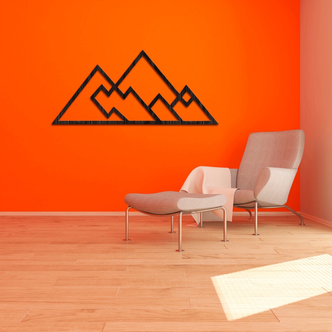 Geometric mountain wood artGeometric mountain wall Etsy