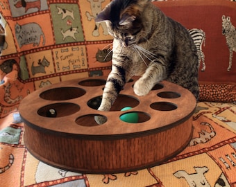 Puzzle cat toy, Cat toy interactive, Wooden cat toy, Interactive Animal Toys For Indoor, Cat toy puzzle box, Modern cat toy, Cat hunting toy