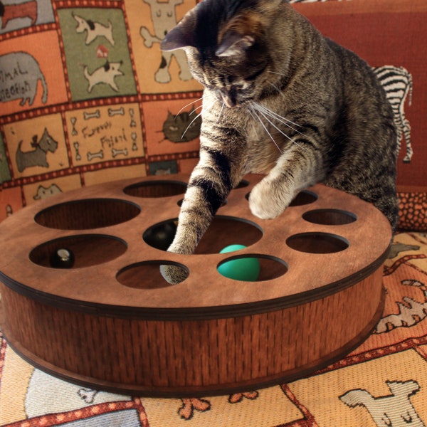 Katzenspielzeug Puzzle, Interaktives Katzenspielzeug, Katzenpuzzle Futterhäuschen, Holz Katzenspielzeug, Interaktives Katzenspielzeug für Wohnungskatzen, Aktives Katzenspielzeug, Katzenpuzzlebox