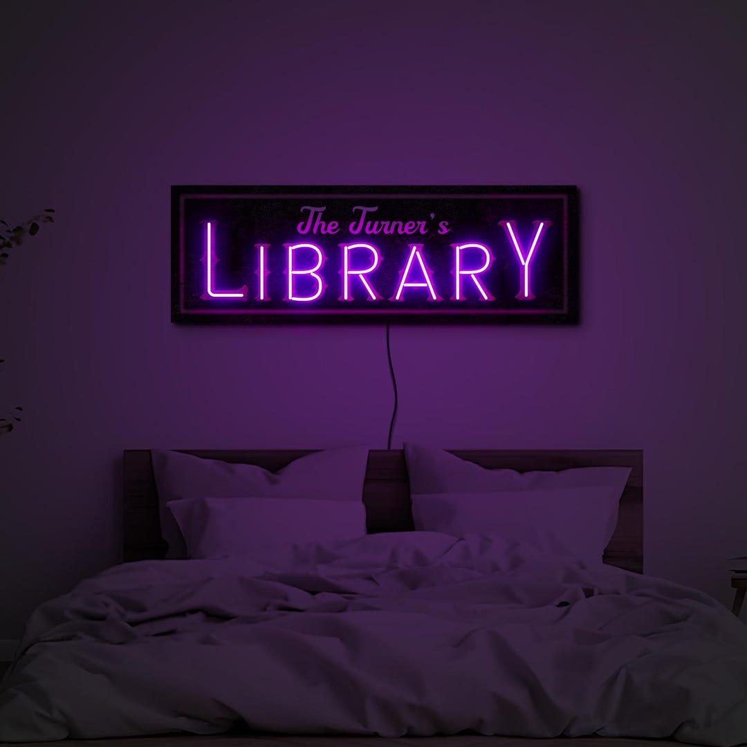 Library Neon Signs, Home Library Wall Sign, Bookish Neon Light, Reading ...
