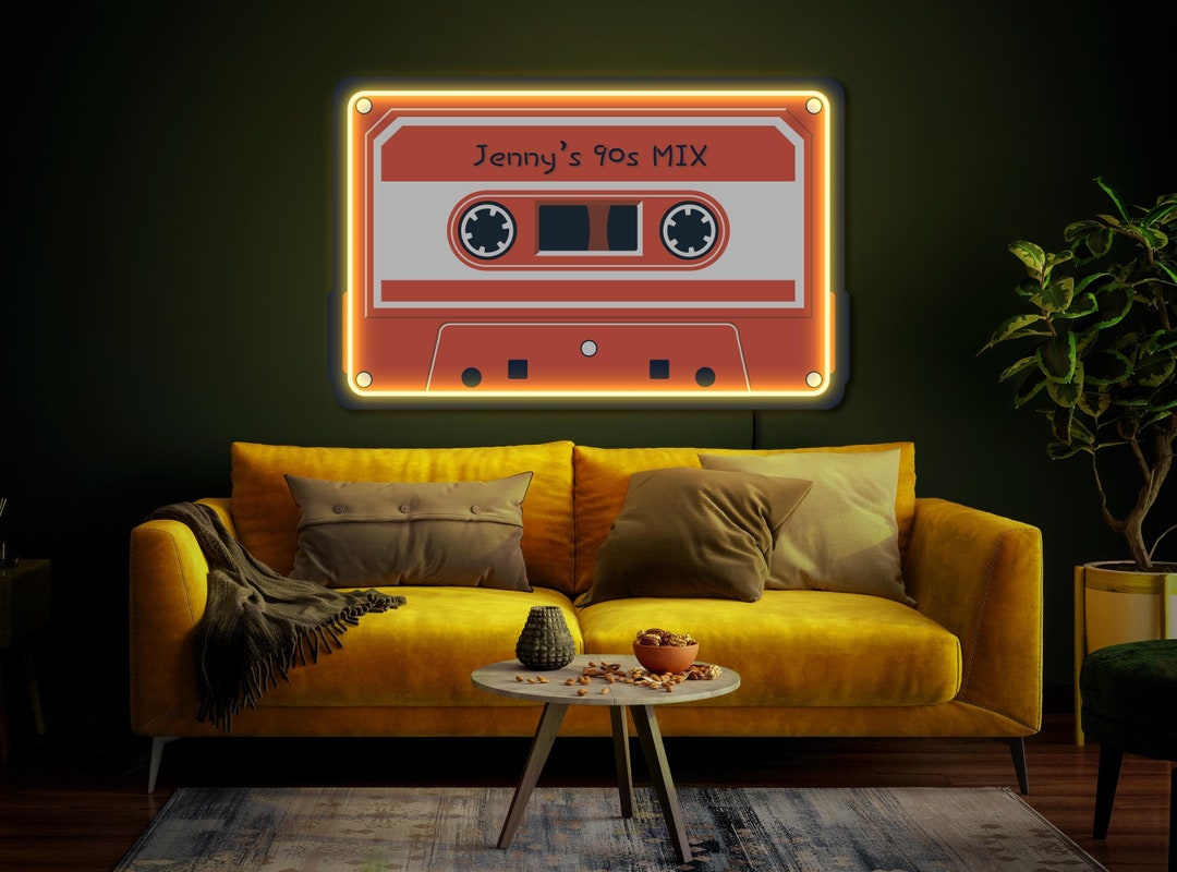Custom Cassette Tape Neon Sign, Mixtape Neon Sign, Cassette Neon Sign ...