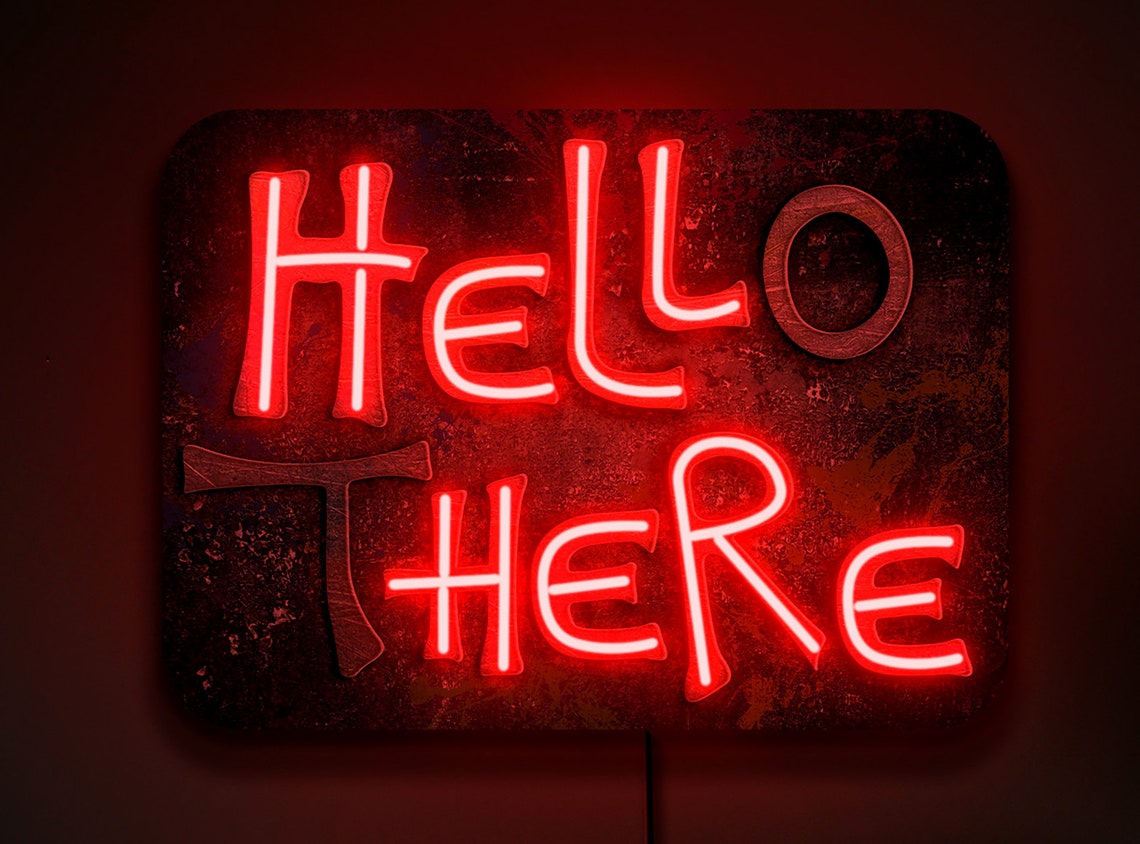 Hello There Neon Sign, Hell Here Neon Sign, Halloween Neon Sign, Decor ...