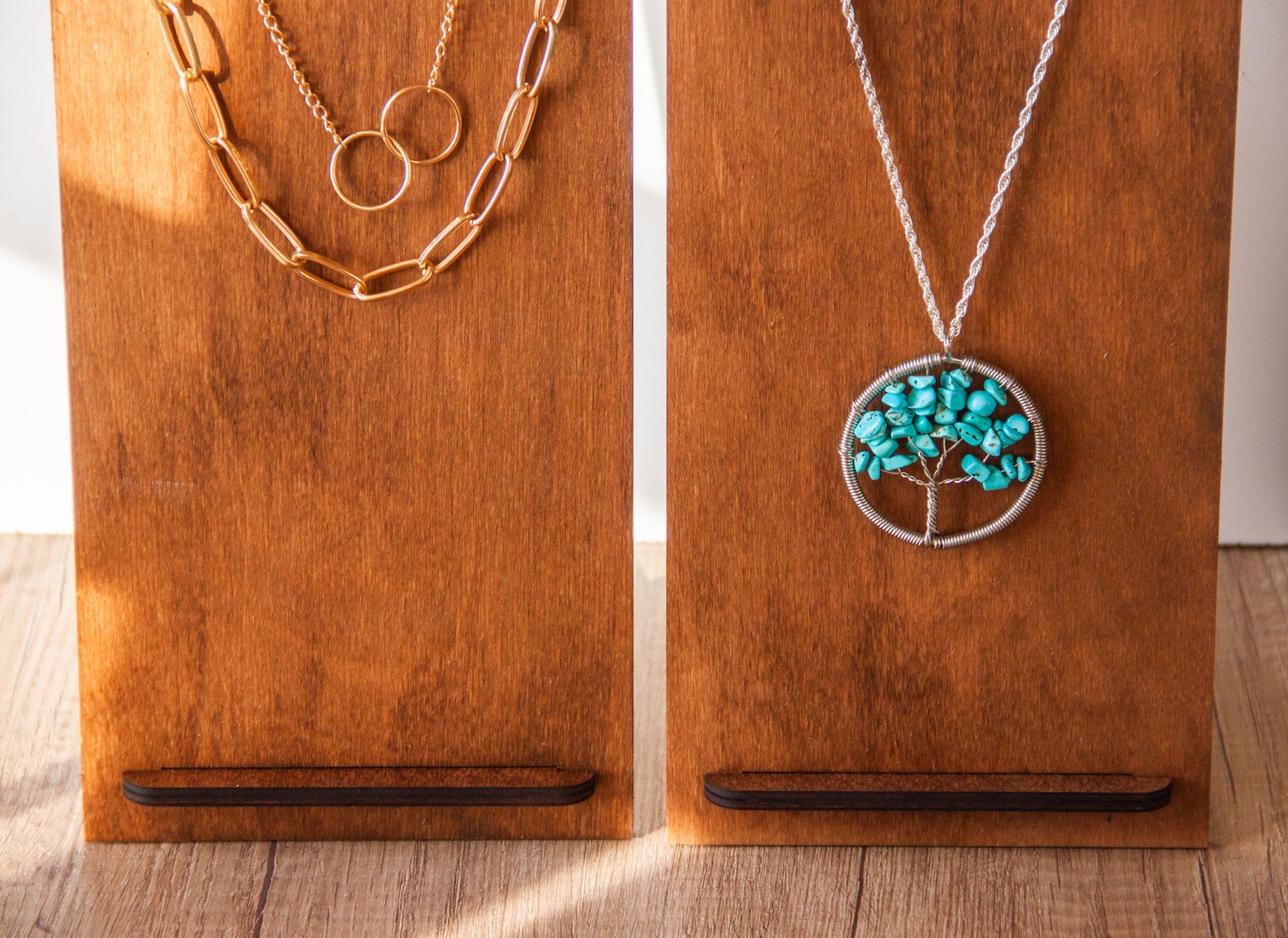 Wood Necklace Display Standwood Jewelry Displaywood Jewelry Etsy
