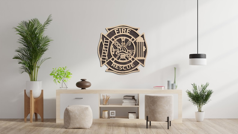 Maltese cross wood Fire department wall art Maltese cross sign Fire department logo Firefighter sign Firefighter gift for him