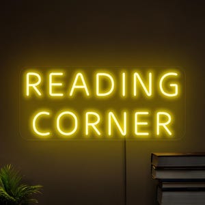 Reading corner neon sign, Reading room neon sign, Library neon sign, Bookish decor, Book lover gift, Bookworm gift, Reading corner art decor