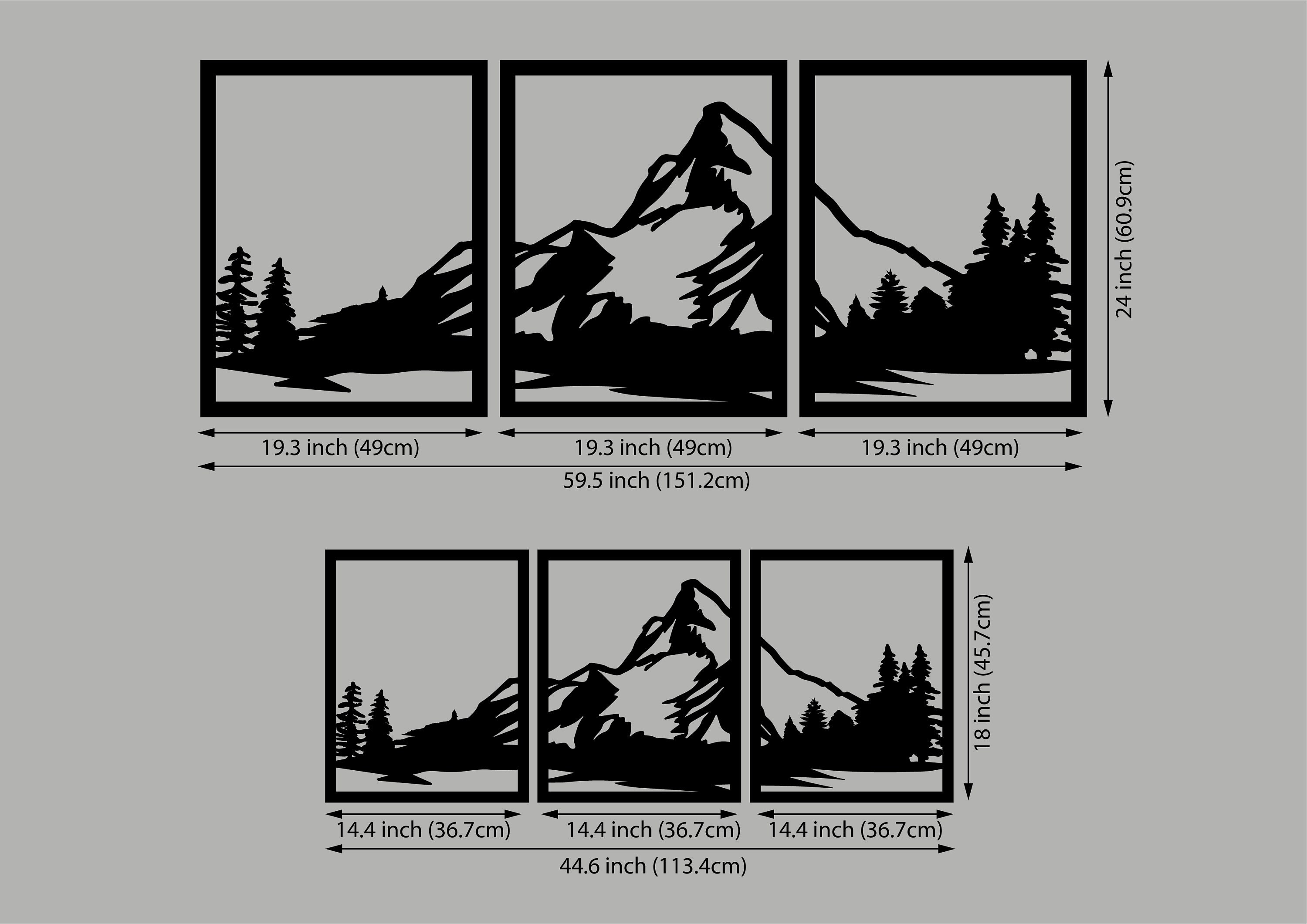 Wood Mountain Wall Art Decor Wooden Mountains Art 3 Panel Etsy Australia