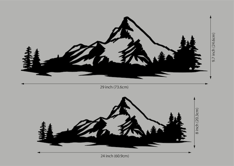 Wood Mountain Wall Art Decor Wooden Mountains Art 3 Panel Etsy