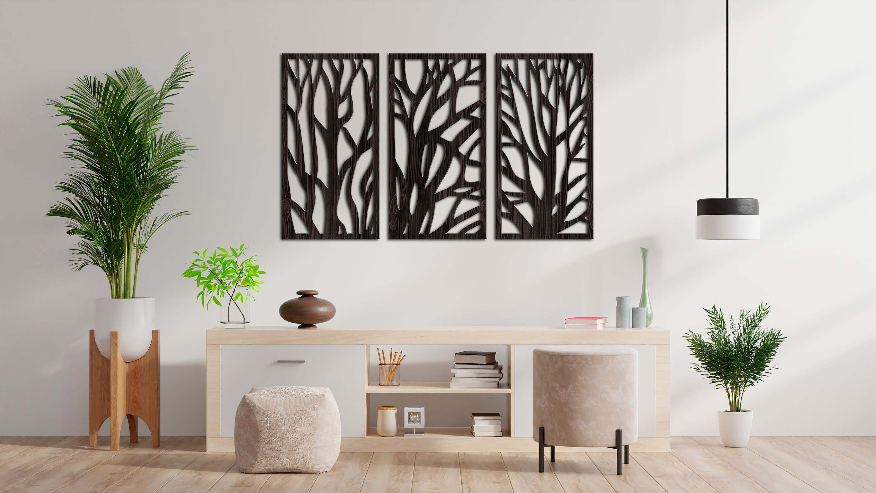 3 Panel Wall Art Trees Wall Decor Wood Panel Wood Wall Art Etsy UK