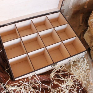 Tea box organizer, Engraved Tea Chest, Tea Caddy, Tea Storage Box, Wooden tea box, Custom tea box, Personalized tea box, Wooden tea caddy