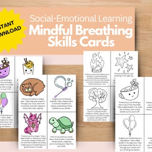 Achtsame Atemkarten, sozial emotionales Lernen, Bewältigungsfähigkeiten, ruhige Ecke, Beruhigungskonzepte, Atemkarten für Kinder, SEL für Kinder