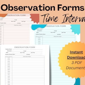 Observation Form | Classroom Observation Form |  Time Interval Observation Form | School Psychologist | Special Education | MTSS