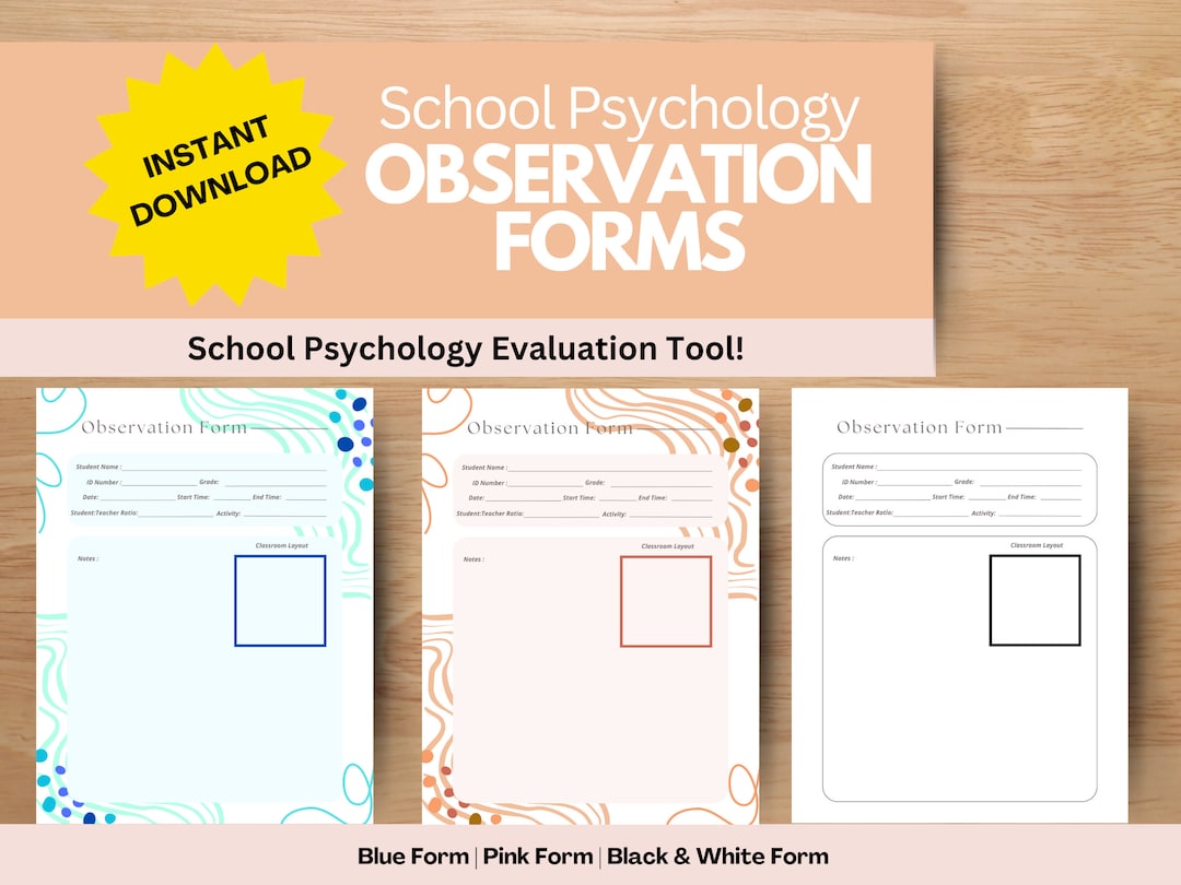 School Psychology Observation Forms, Behavioral Observation Forms ...