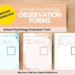 School Psychology Observation Forms, Behavioral Observation Forms, Special Education Resource, Student Observation Form, Organization Tool