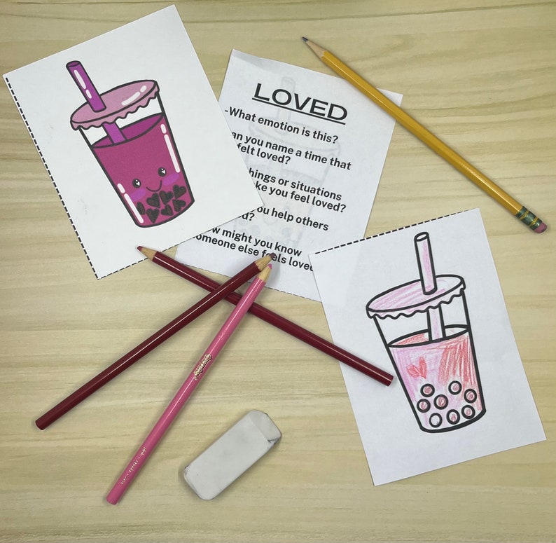 Bubble Tea Themed Feelings Skill Cards, Emotions Flashcards, Social ...