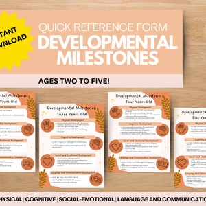 Developmental Milestones Reference Guides, School Psychology, Social Worker, Special Education, Early Intervention, Developmental Psychology