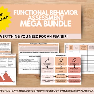 Functional Behavior Assessment Bundle, FBA/BIP, Special Education, School Psychology, MTSS, Data Collection, bcba aba, Behavior Modification