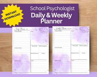 School Psychologist Daily Planner, School Psychologist Weekly Planner, Organization Tool, School Psychologist To-Do List, Testing Log