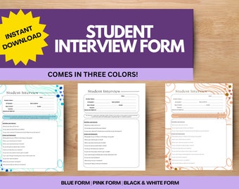 Student Interview Form | Clinical Interview Form | School Psychologist | Social Worker | School Counselor | Intake Form | Therapy Form