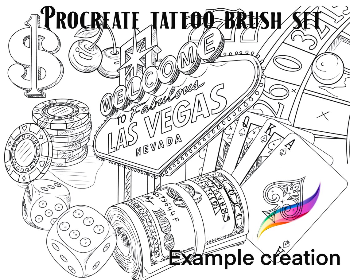 Procreate Tattoo Brush Set and Stamps for Procreate - Vegas, Casino ...