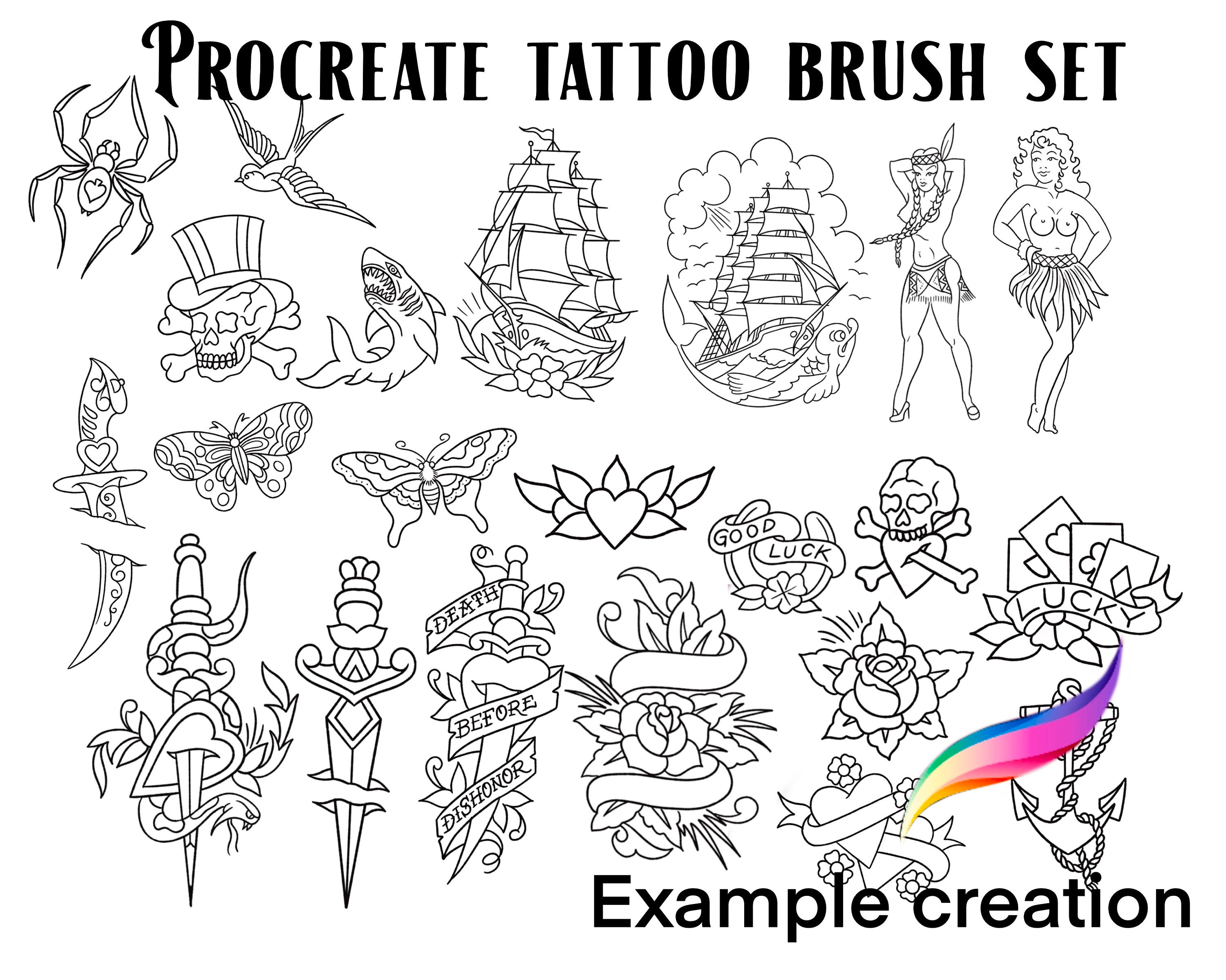 free tattoo procreate stamps