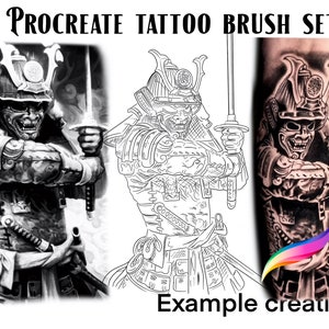 Procreate Tattoo Stamp and reference image of Samurai