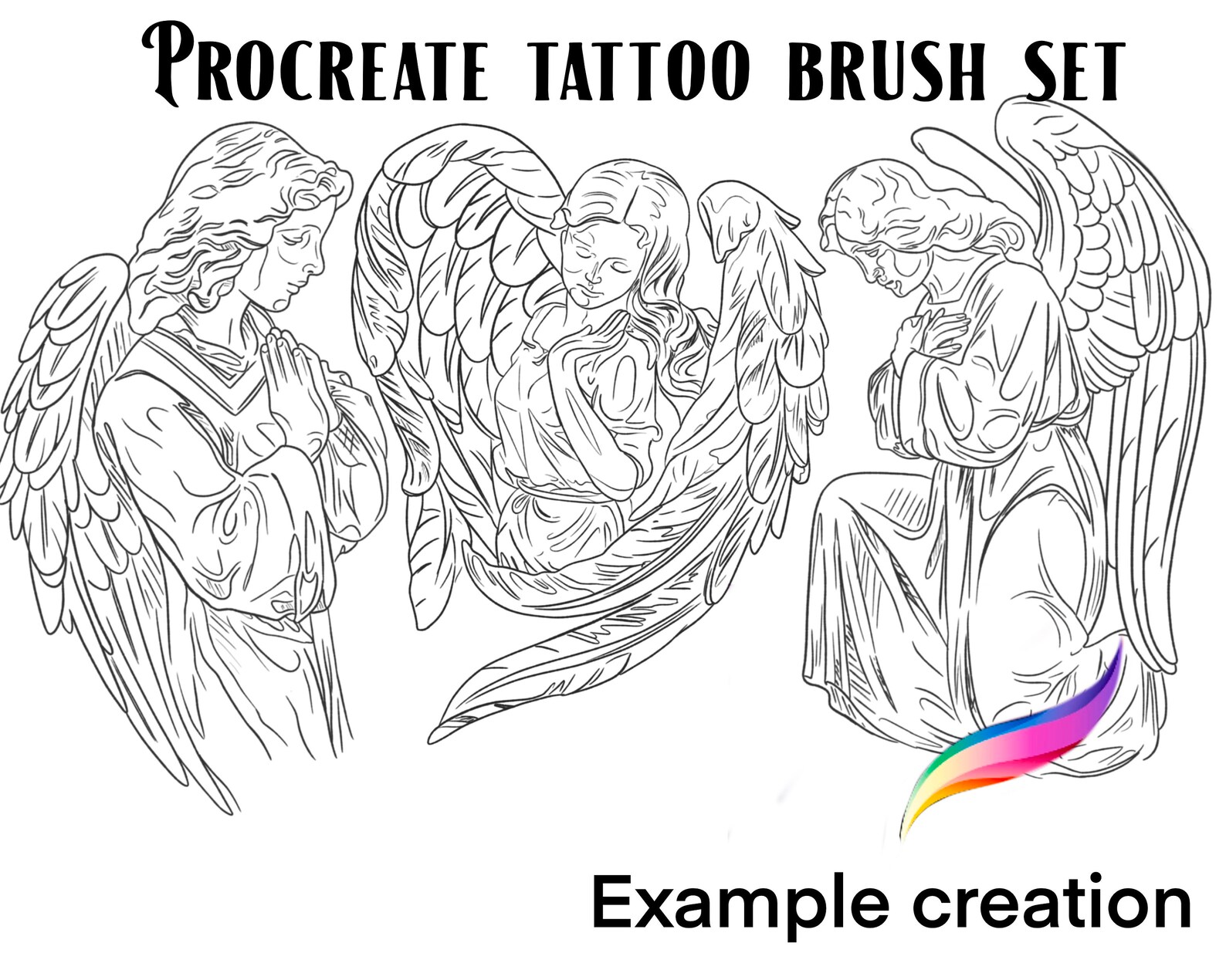 Procreate Tattoo Brush Set and Stamps. Angels - Etsy