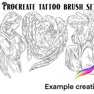 Procreate tattoo brush set and stamps. Angels