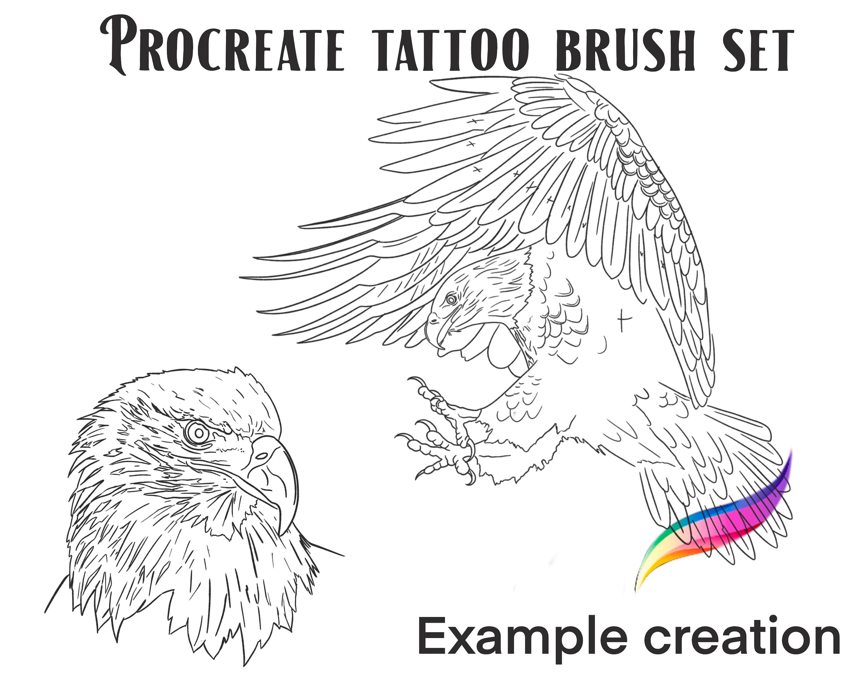 Procreate Tattoo Brush Set and Stamps - Owl, Eagle, Clock, Robin - Etsy