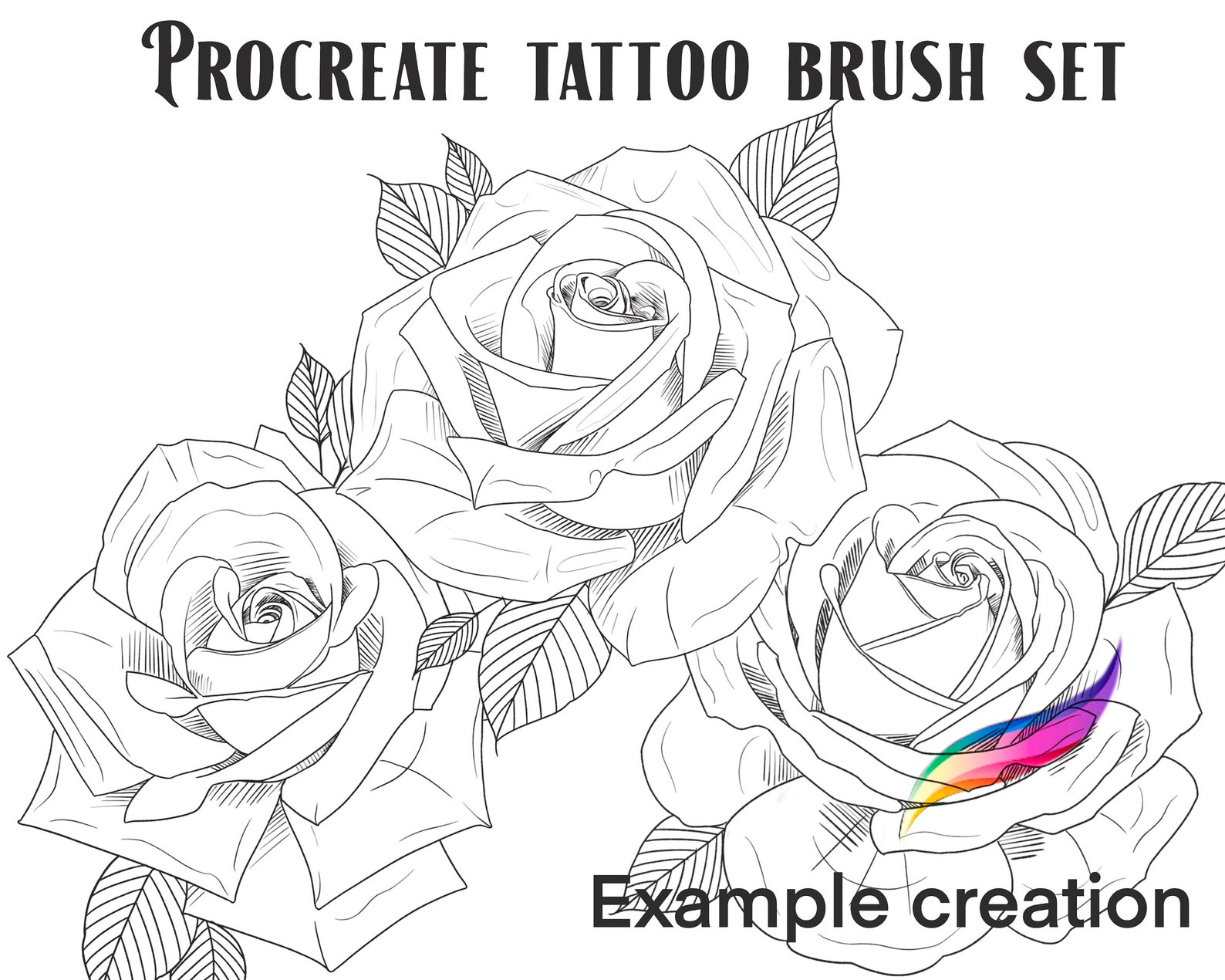Procreate Tattoo Brush Set and Stamps Rose Drawings Etsy
