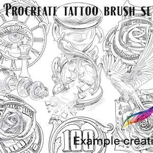 Procreate Tattoo Brushes – Dollar Rose, Doves, Clocks Stamps and stencils