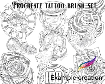 Procreate Tattoo Brush Set and Stamps. Skull Wing Pocket - Etsy