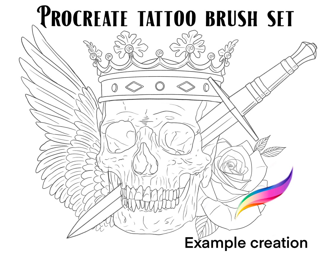 Procreate Tattoo Brush Set and Stamps With Versatile Elements: Skull ...