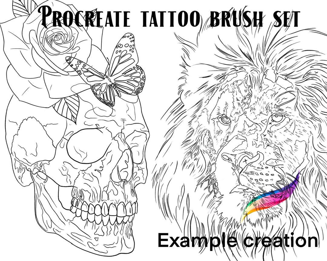 Procreate Tattoo Brush Set and Stamps Encompassing a Diverse Range ...