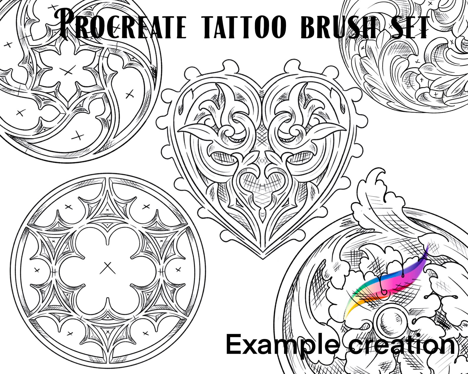 Procreate Tattoo Brush Set and Stamps Ornate, Gothic Windows and ...