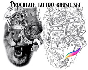Procreate Tattoo Stamp And Reference Image Of Lion With Broken - Etsy  Finland