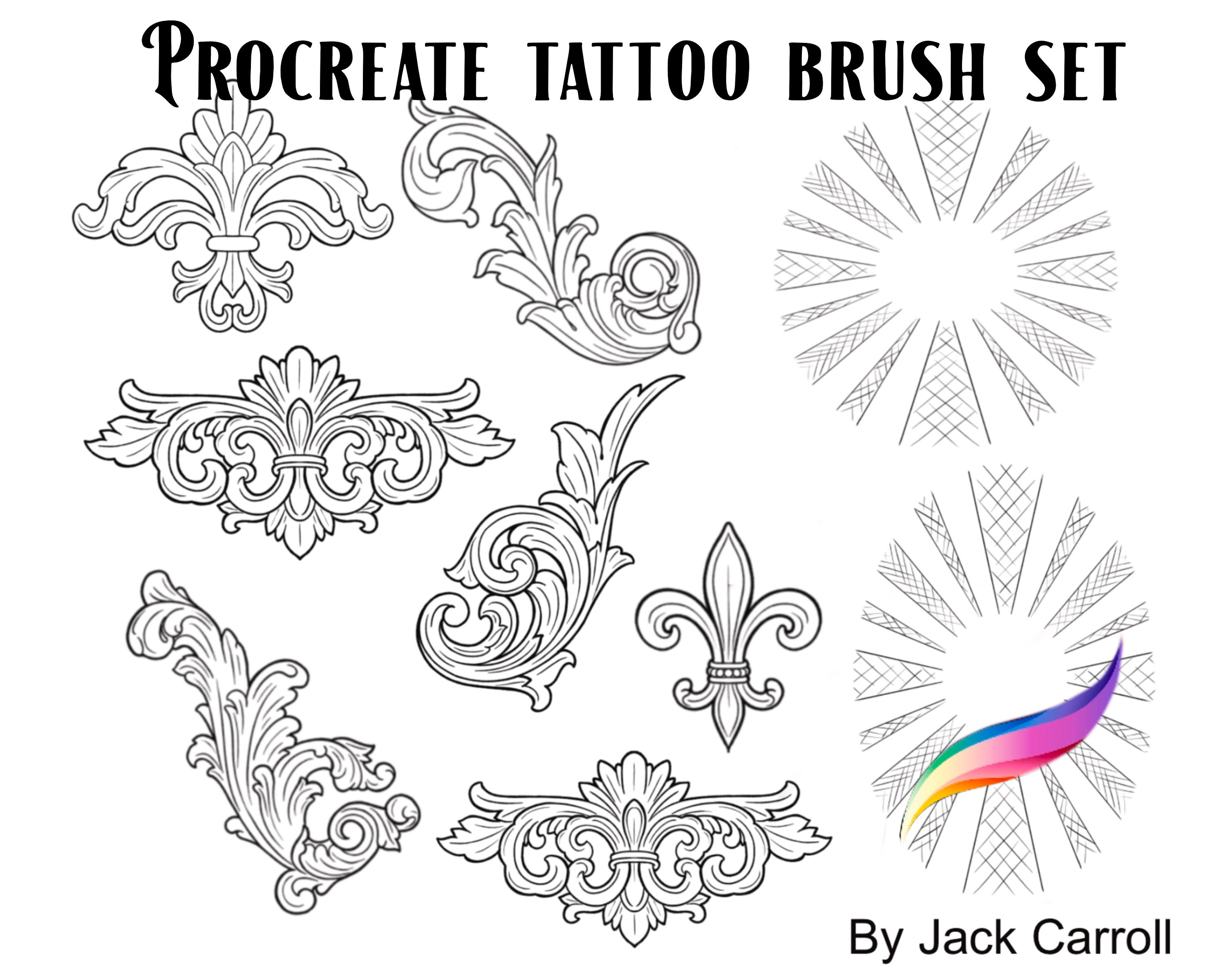 Procreate Tattoo Brush Set and Stamps 2 - Etsy