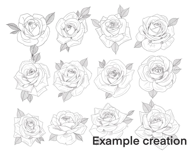 Procreate Tattoo Brush Set and Stamps - Rose Drawings - Etsy