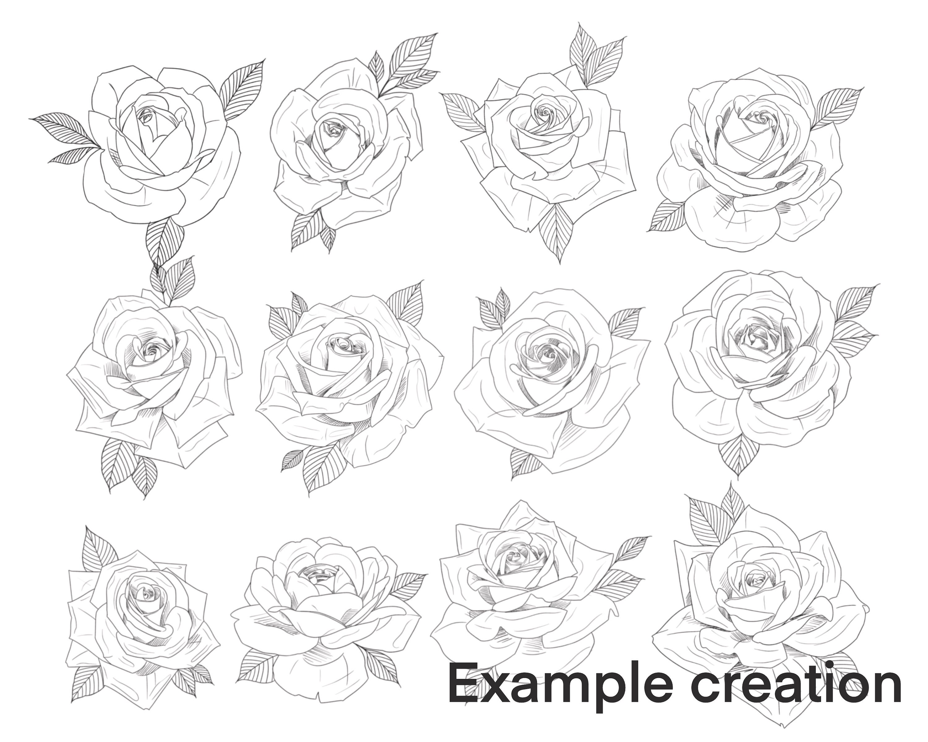Procreate Tattoo Brush Set and Stamps - Rose Drawings - Etsy