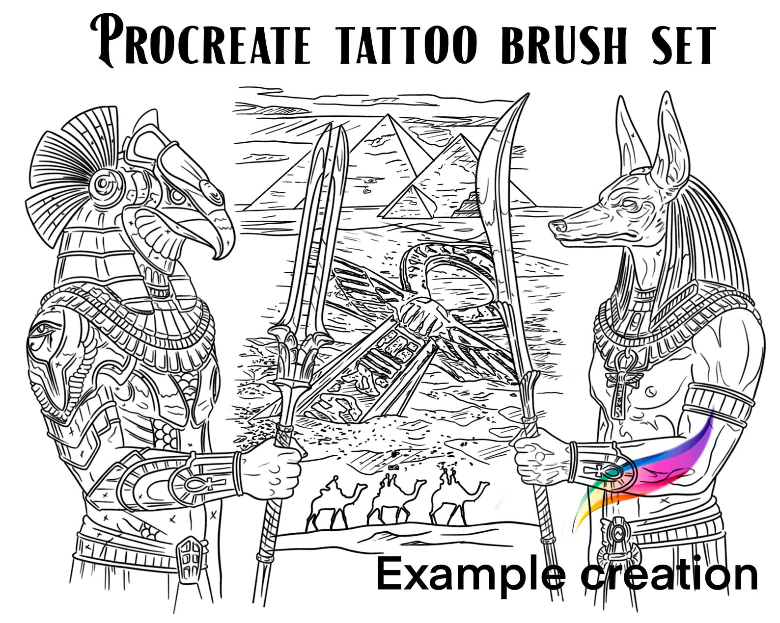 Procreate Tattoo Brush Set and Stamps With an Egyptian Theme, Capturing ...