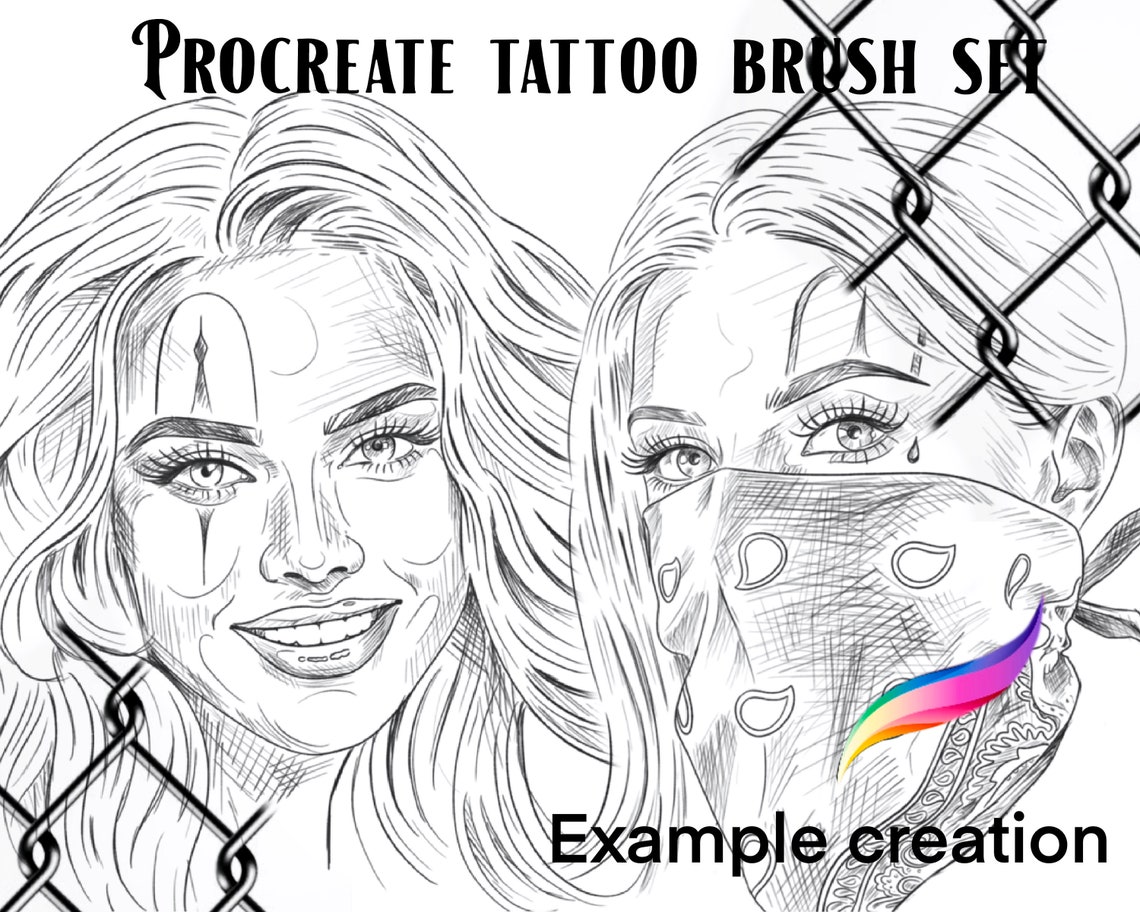 Procreate Tattoo Brush Set and Stamps Chicano Girls Etsy