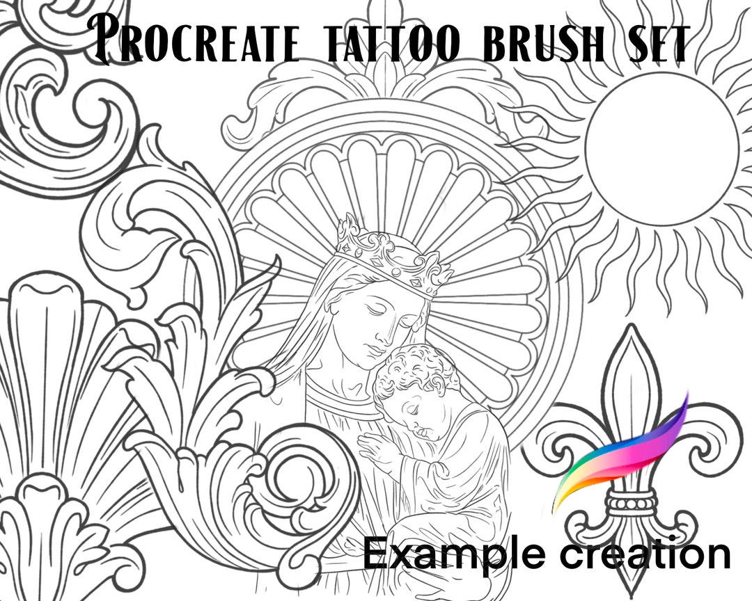 Procreate Tattoo Brush Set and Stamps 2 - Etsy