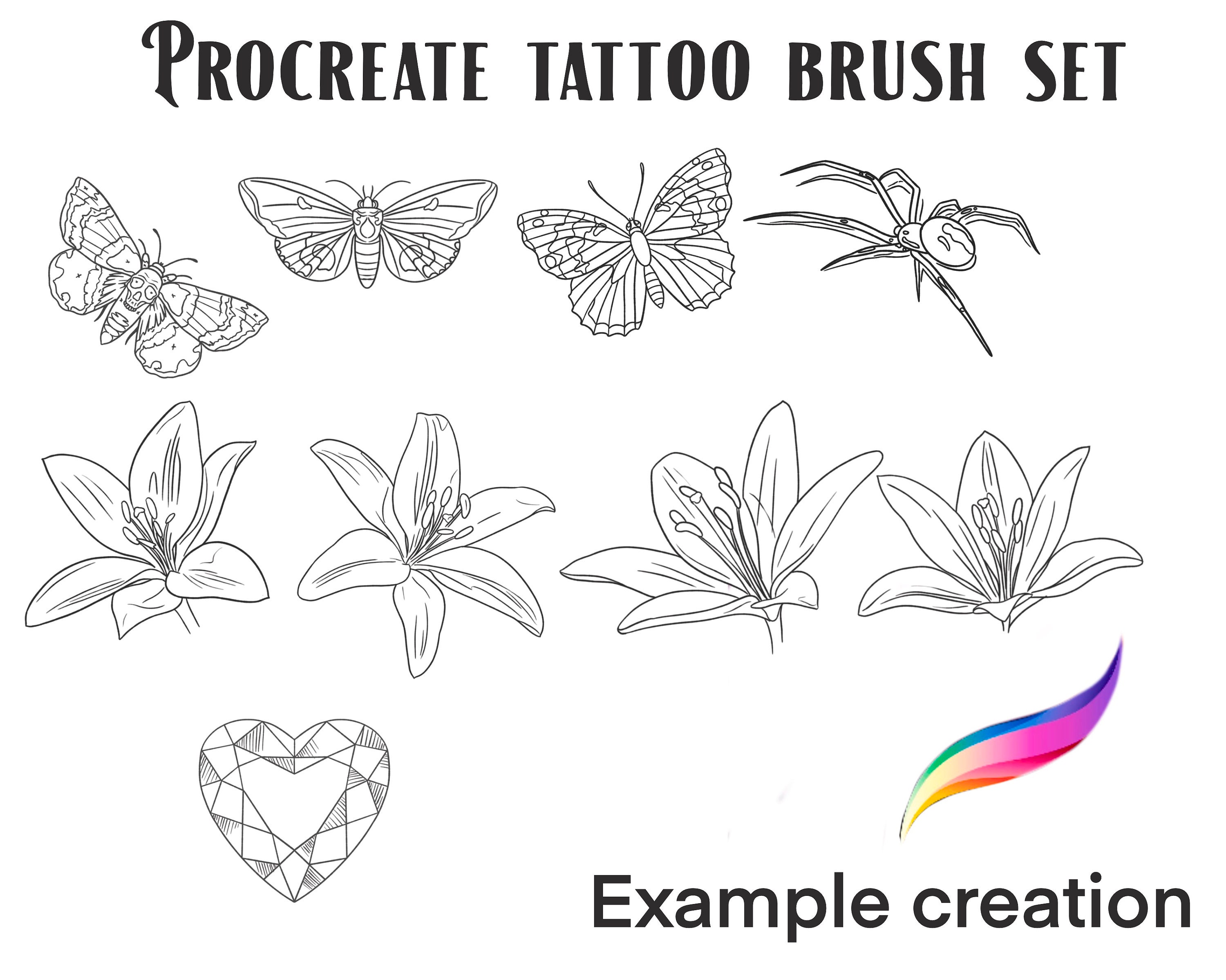 Procreate Tattoo Brush Set and Stamps - Owl, Eagle, Clock, Robin - Etsy