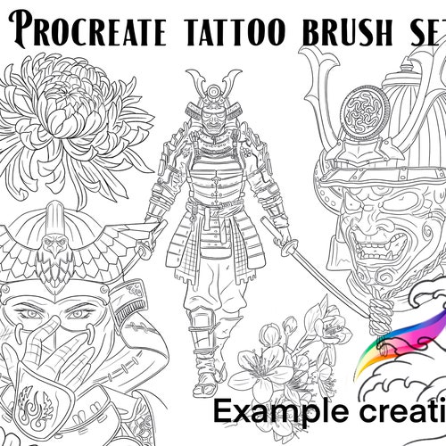 Procreate Tattoo Brush Set Japanese Samurai Stamps Etsy Canada