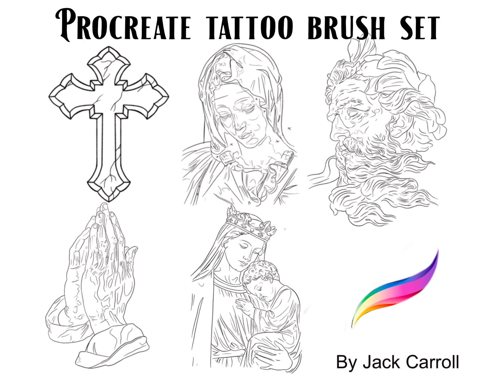 Procreate tattoo brush set and stamps 2 Etsy