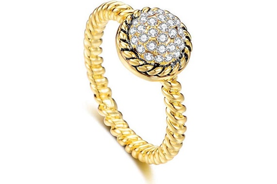 Stapelbarer Ring 14K Gold Kristall Kabel Cocktail Ring Stapelbarer Ring 14K Gold Kristall Kabel Cocktail Ring