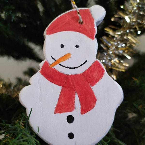 Bonhomme de neige en bois décoration Noel