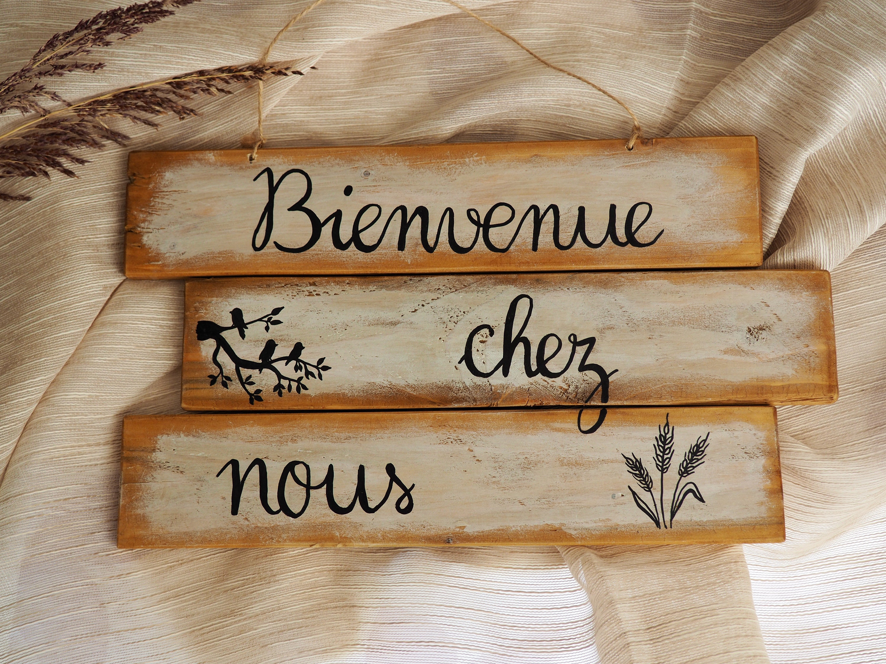 Panneau Bienvenue Chez Nous Champêtre Personnalisable